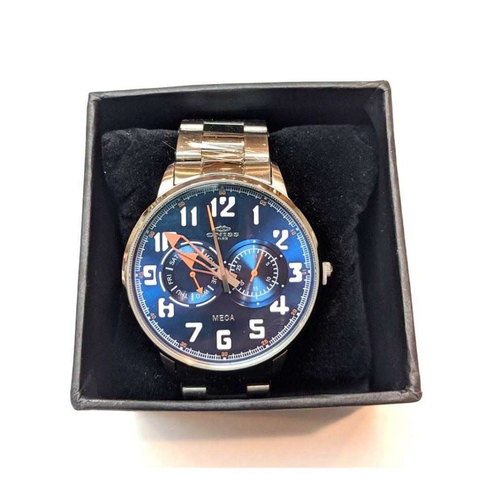 NWOT Oniss Stainless Steel Blue Watch